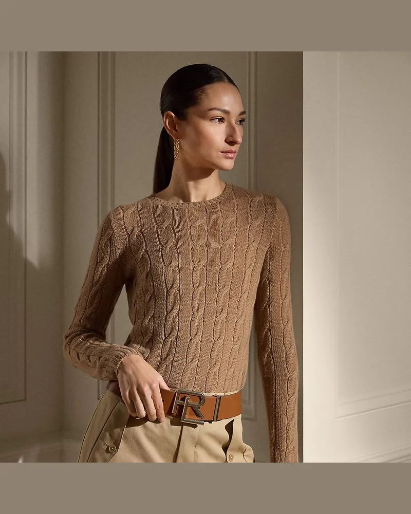Ralph Lauren Kaschmirpullover mit Zopfmuster Brown