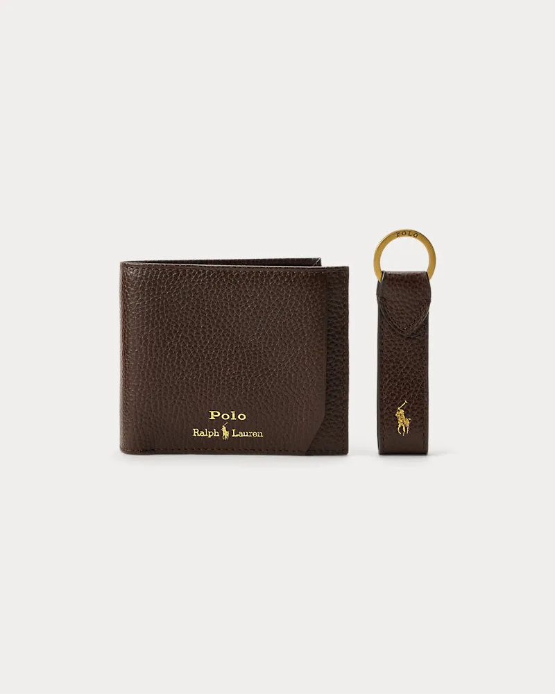 Ralph Lauren 3-in-1-Brieftasche und Schlüsselanhänger Brown