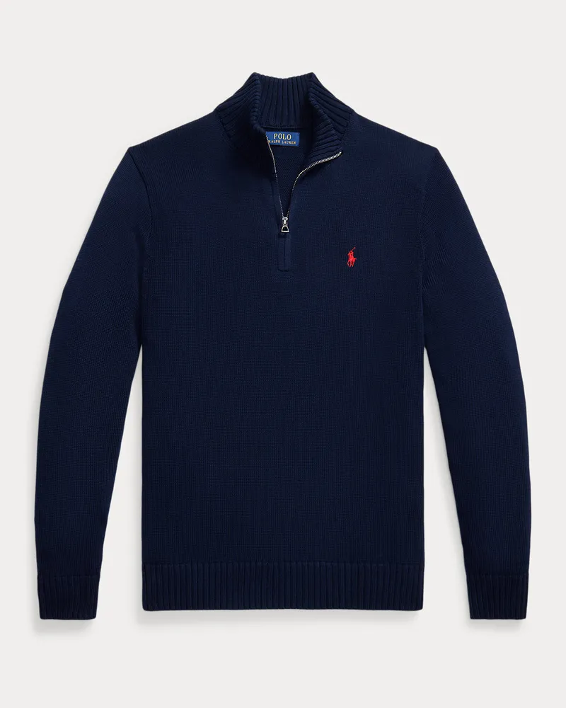 Ralph Lauren Große Größen - Baumwollpullover mit Reißverschluss Blue