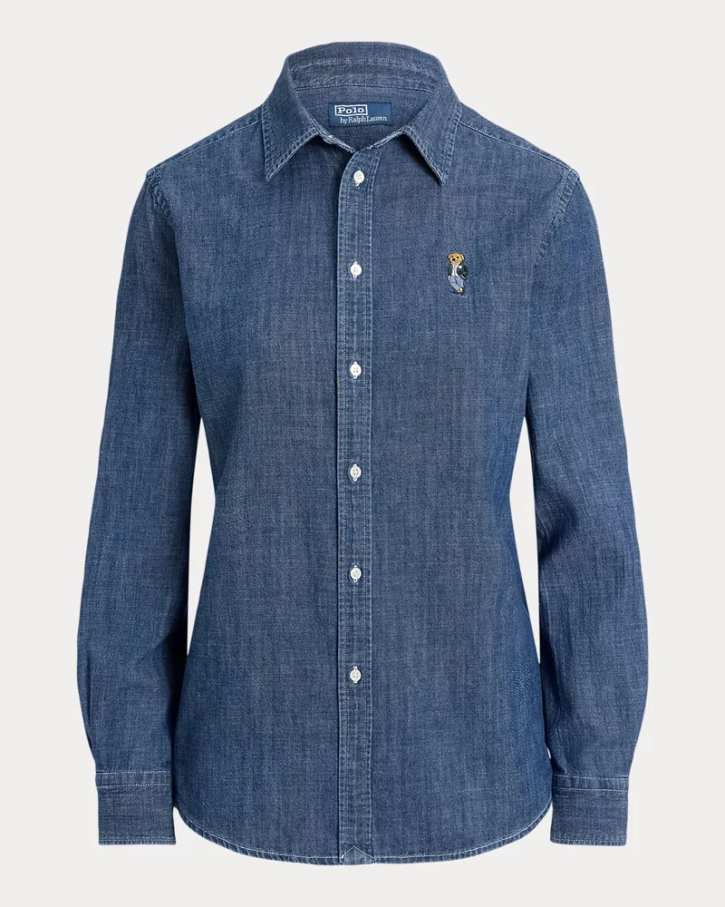 Ralph Lauren Relaxed-Fit Chambray-Hemd mit Polo Bear Blue