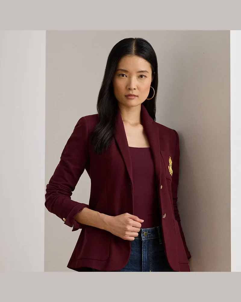 Ralph Lauren Kurzgrößen - Jacquardblazer mit Bouillonstickerei Red