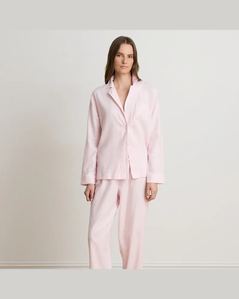 Ralph Lauren Hahnentritt-Pyjama aus angerautem Twill Pink