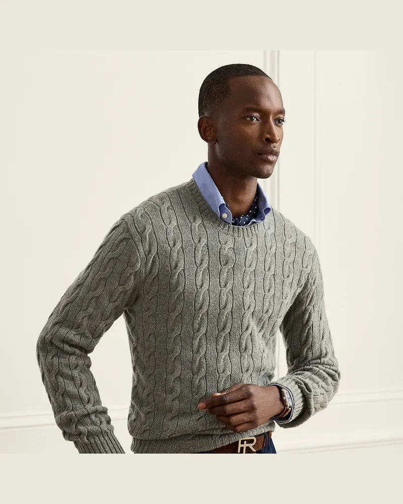 Ralph Lauren Kaschmirpullover mit Zopfmuster Grey
