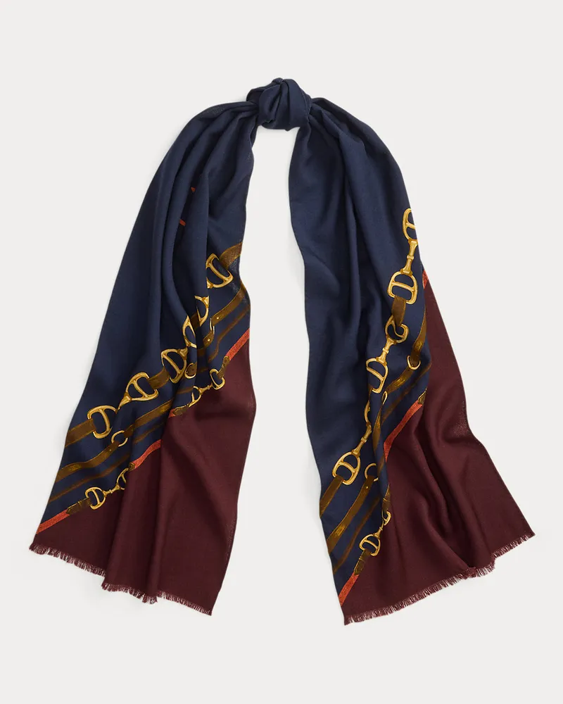 Ralph Lauren Wollschal mit Logo-Gürteldruck Blue