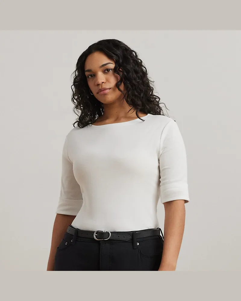 Ralph Lauren Plus Größen - Oberteil aus Baumwollstretch White
