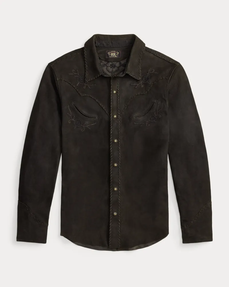 Ralph Lauren Besticktes Westernhemd aus Wildleder Black