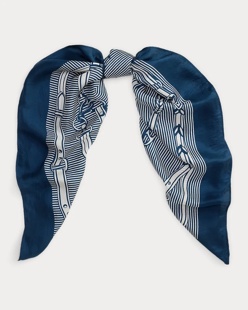Ralph Lauren Seidentuch mit Streifen und Gürteldruck Blue