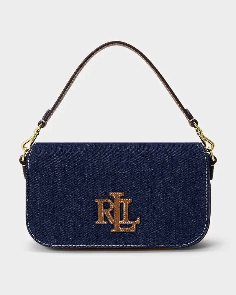 Ralph Lauren Kleine Denim-Schultertasche Adley Blue