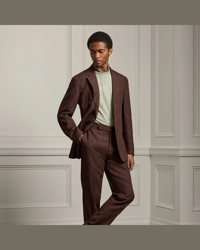 Ralph Lauren Handgeschneiderte Hose Gregory mit Seide Brown