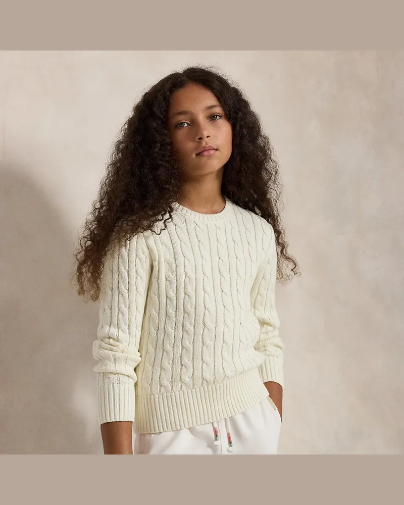 Ralph Lauren Baumwollpullover mit Zopfmuster White