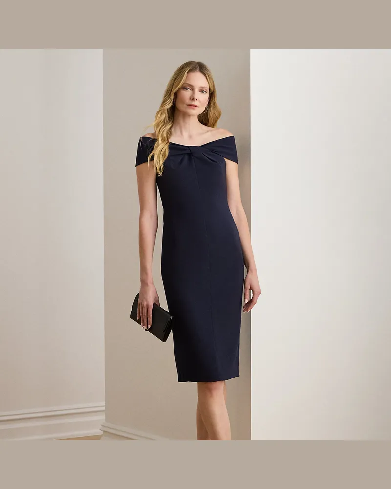 Ralph Lauren Kurzgrößen - Crêpe-Cocktailkleid mit Twist-Detail Blue