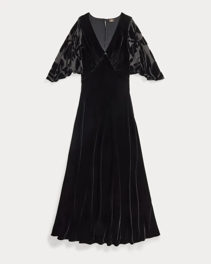 Ralph Lauren Samtkleid in Schrägschnitt Black
