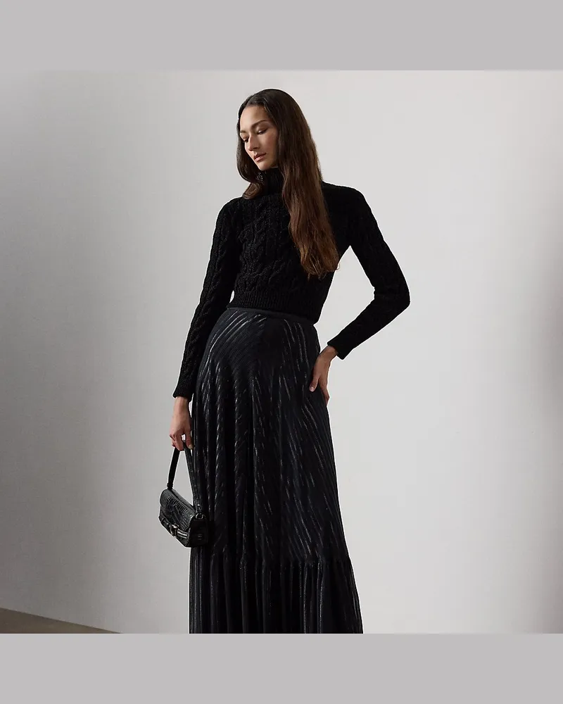 Ralph Lauren Gestreifter Chiffon-Maxirock Carlita Black