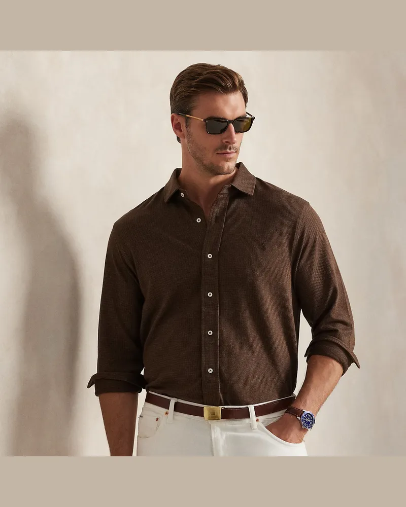 Ralph Lauren Große Größen - Hahnentritt-Jerseyhemd mit Kragen Brown