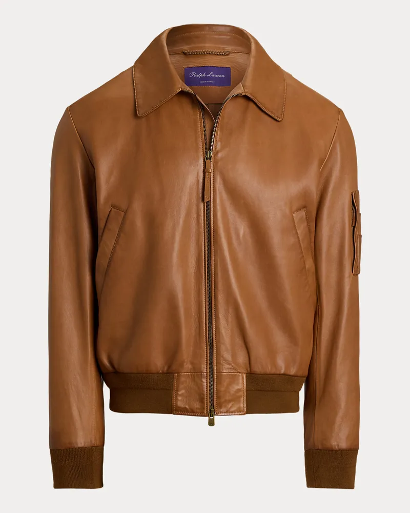 Ralph Lauren Plongé-Lederjacke Brown