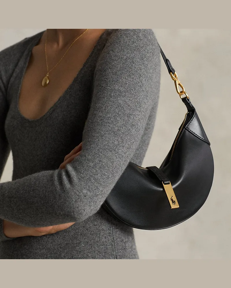 Ralph Lauren Mini-Schultertasche Polo ID aus Kalbsleder Black