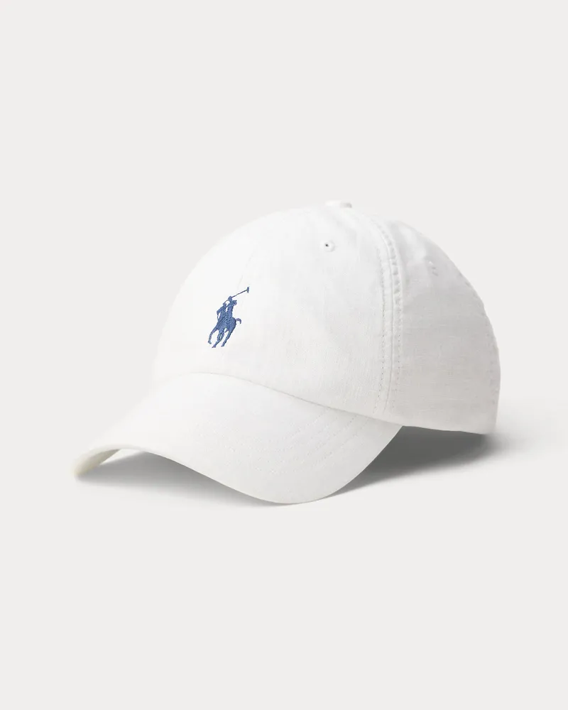 Ralph Lauren Baseballkappe aus Leinen White