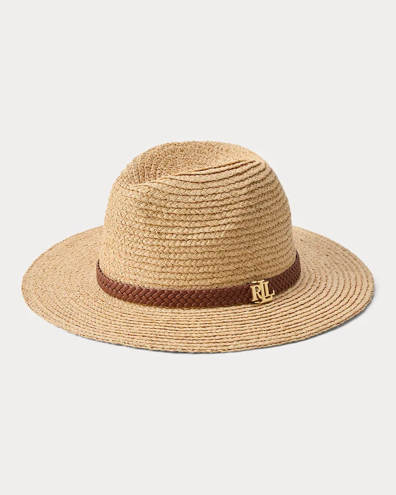 Ralph Lauren Bast-Fedora mit Kunstlederbesatz Natural
