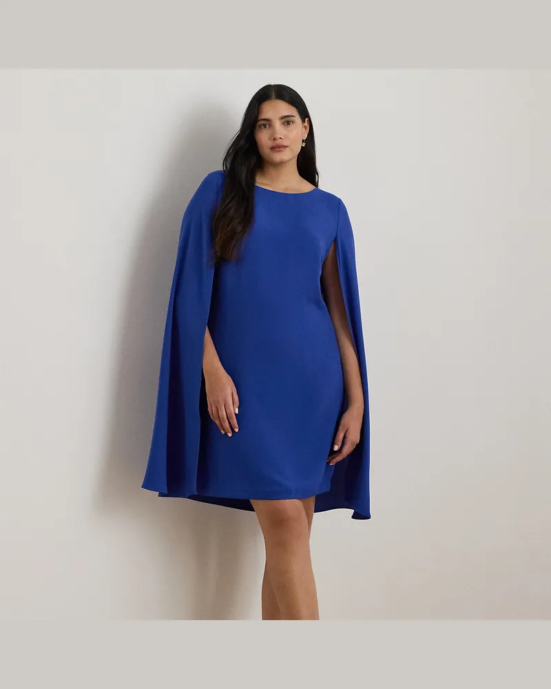 Ralph Lauren Plus Größen - Cape-Cocktailkleid aus Georgette Blue