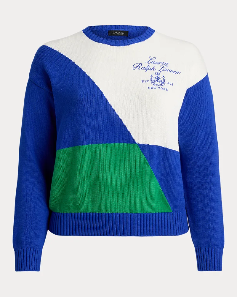 Ralph Lauren Plus Größen - Baumwollpullover in Color-Block-Optik Blue