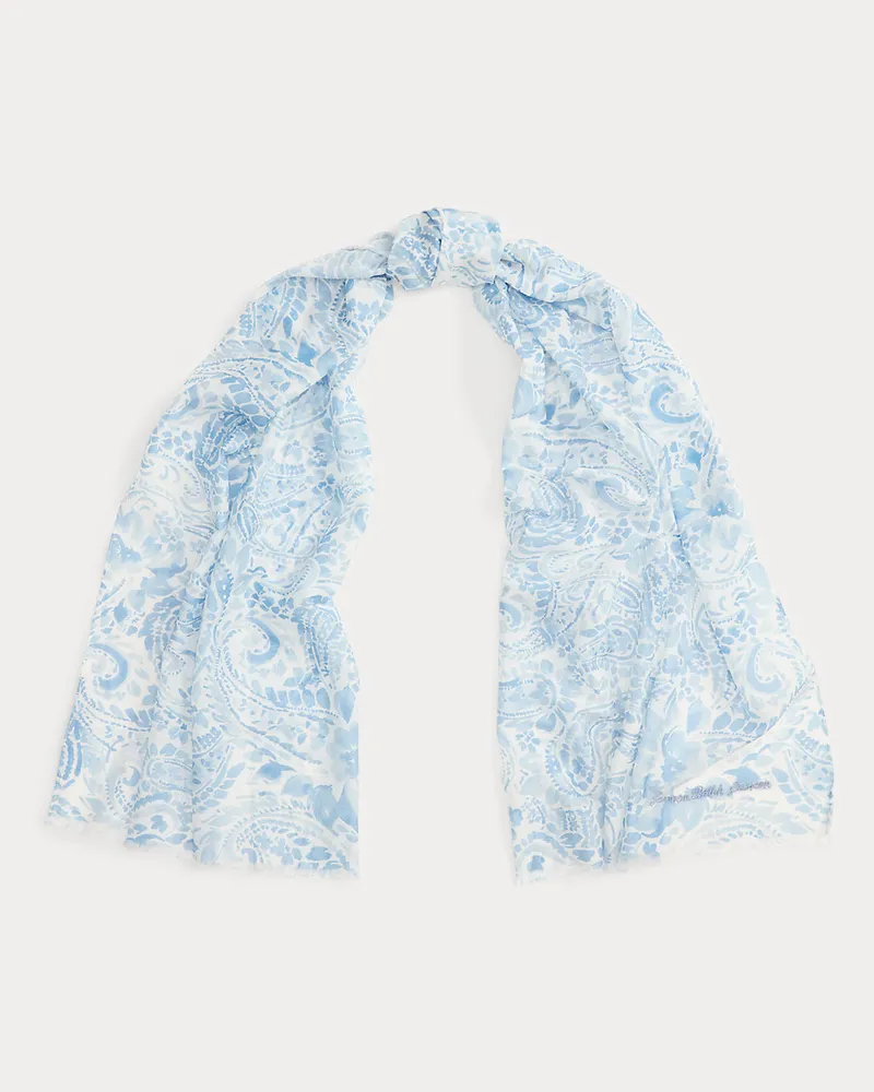 Ralph Lauren Baumwoll-Seiden-Schal mit Paisley-Motiv Blue