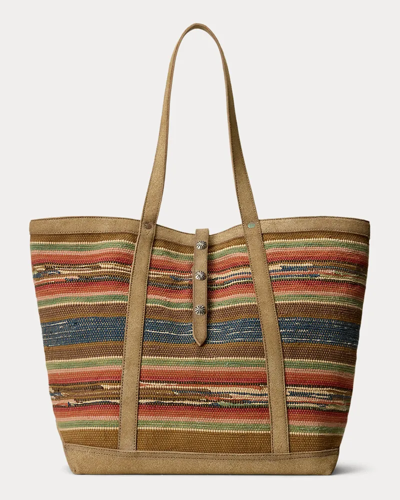 Ralph Lauren Jacquard-Tragetasche mit Wildlederbesatz Multi