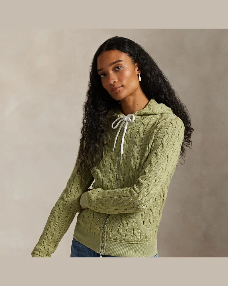 Ralph Lauren Baumwoll-Kapuzenjacke mit Zopfmuster Green