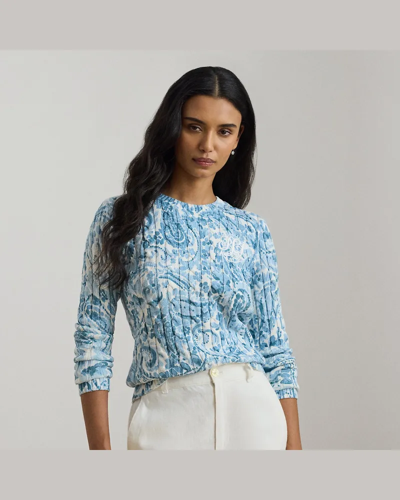 Ralph Lauren Paisley-Baumwollpullover mit Zopfmuster White