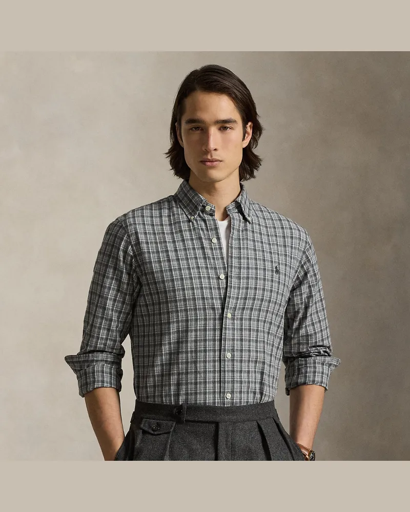 Ralph Lauren Angerautes Custom-Fit Oxfordhemd Grey