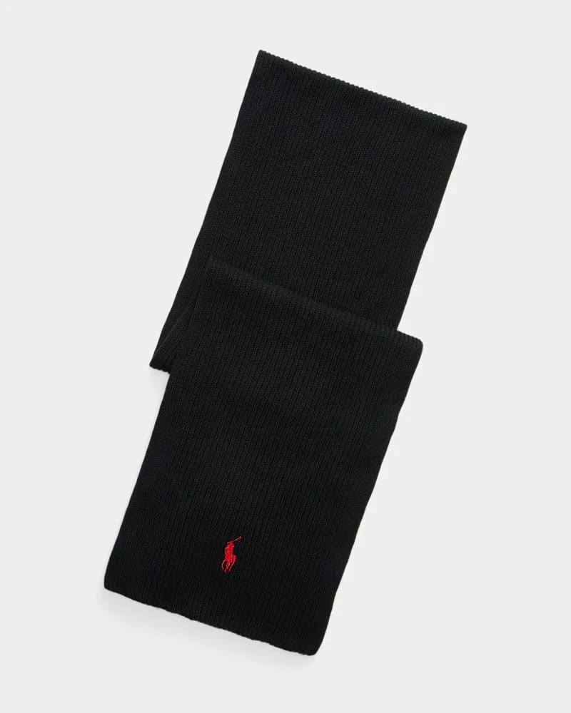 Ralph Lauren Gerippter Baumwollschal Black