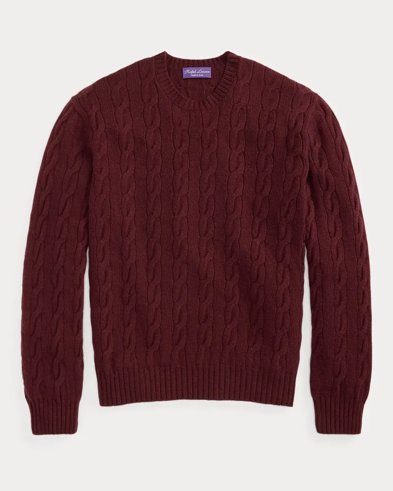 Ralph Lauren Kaschmirpullover mit Zopfmuster Brown