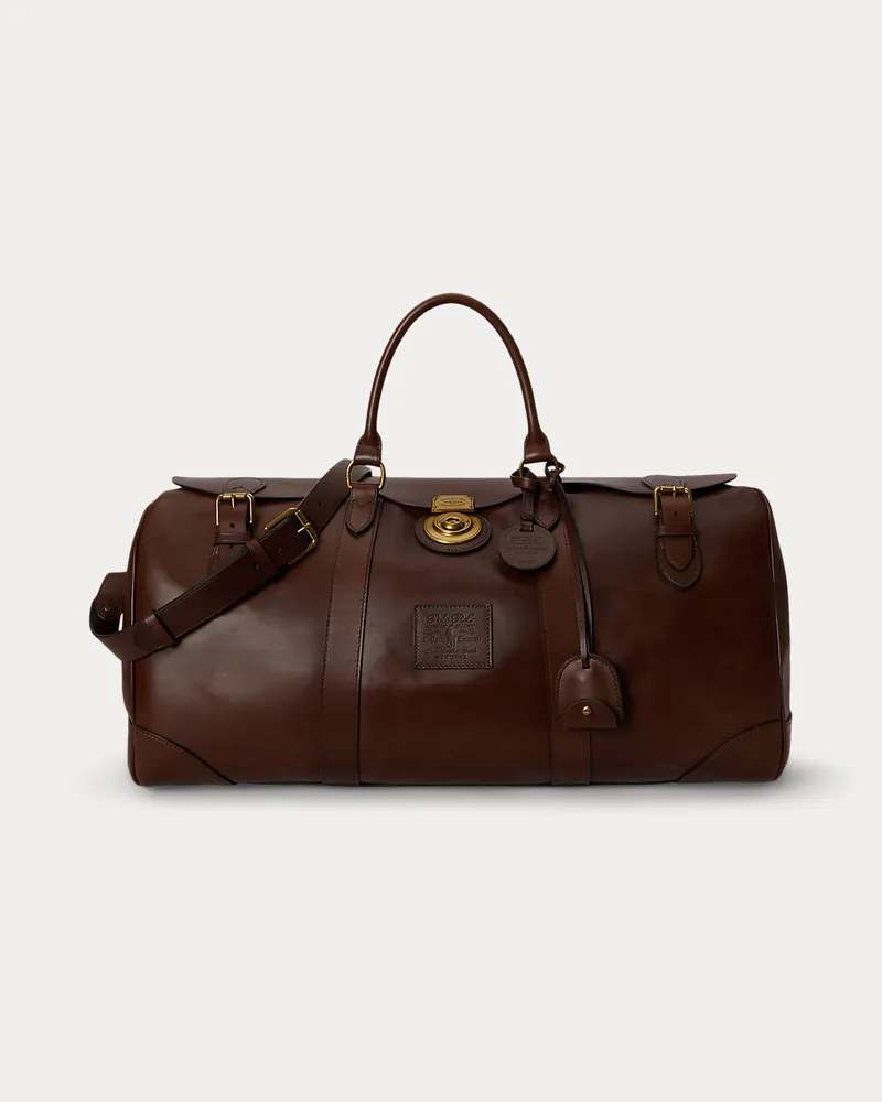Ralph Lauren Reisetasche Heritage Lock aus Leder Brown