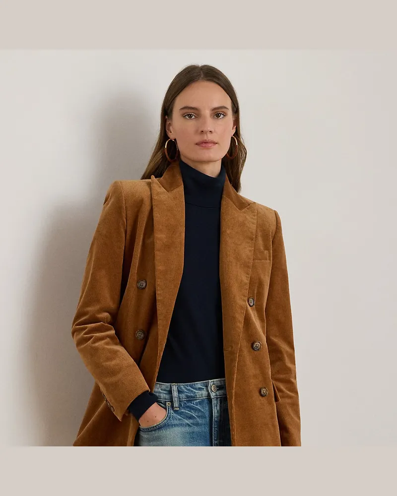 Ralph Lauren Zweireihiger Blazer aus Kordsamt Brown