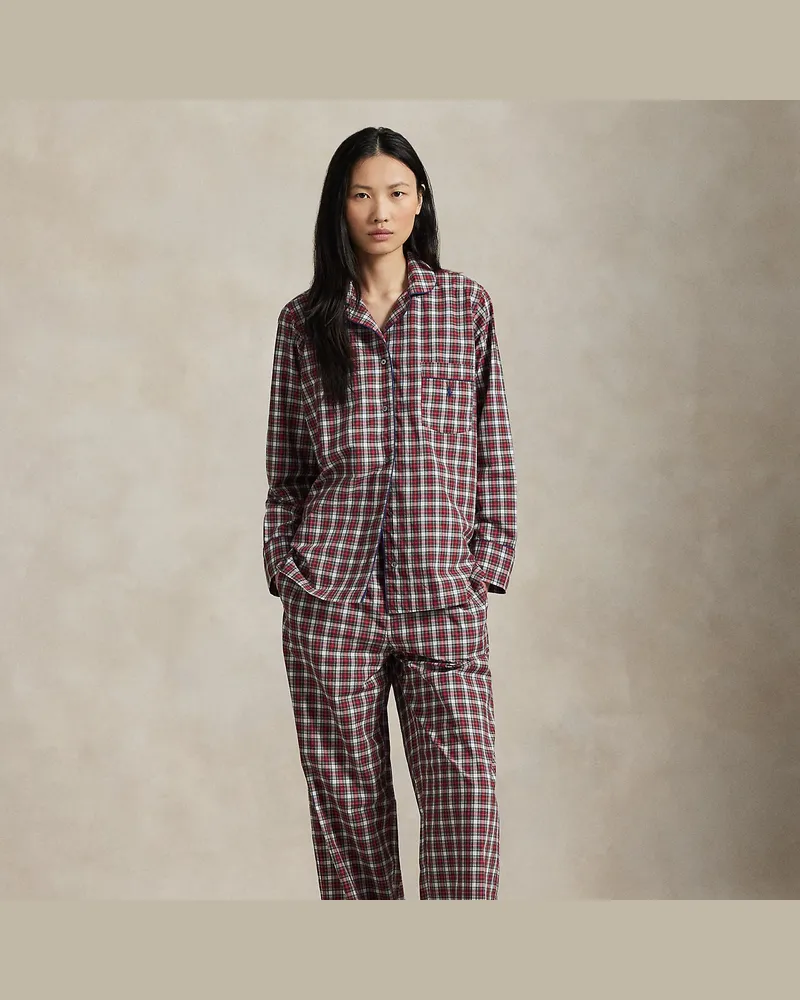 Ralph Lauren Langärmliger Pyjama aus Popeline Red