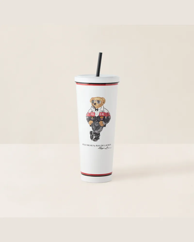 Ralph Lauren Home Becher Holiday Polo Bear mit Strohhalm White