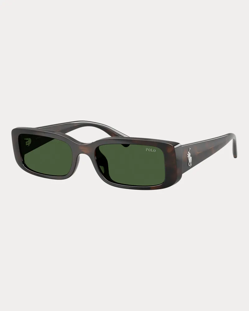 Ralph Lauren Rechteckige Sonnenbrille mit Polo Pony Brown