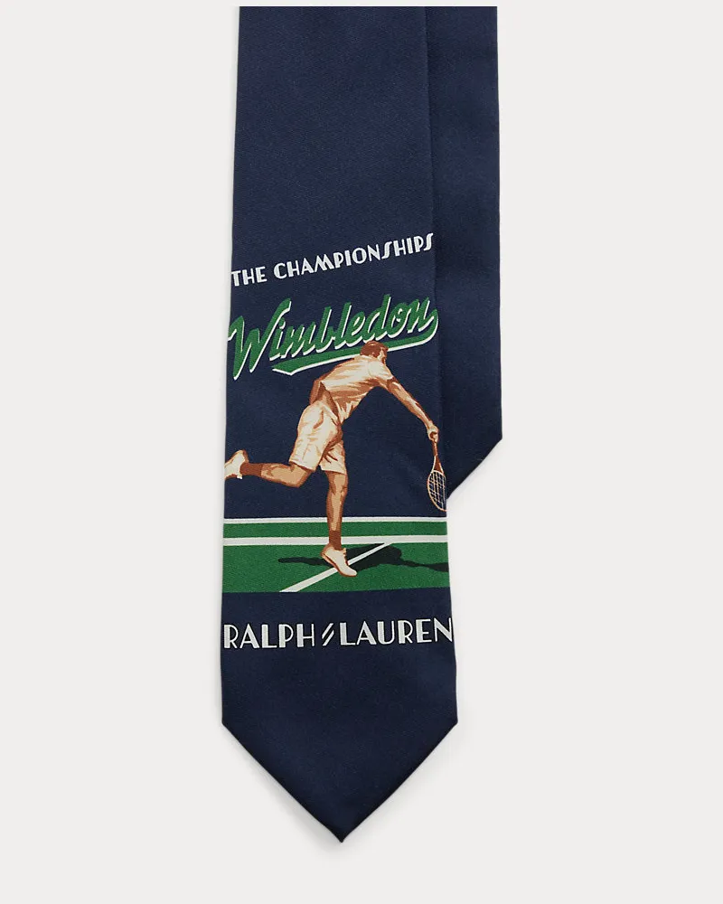 Ralph Lauren Seidentwillkrawatte Wimbledon mit Grafik Blue