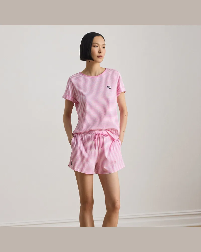 Ralph Lauren Gestreifter Pyjama mit Boxershorts Pink