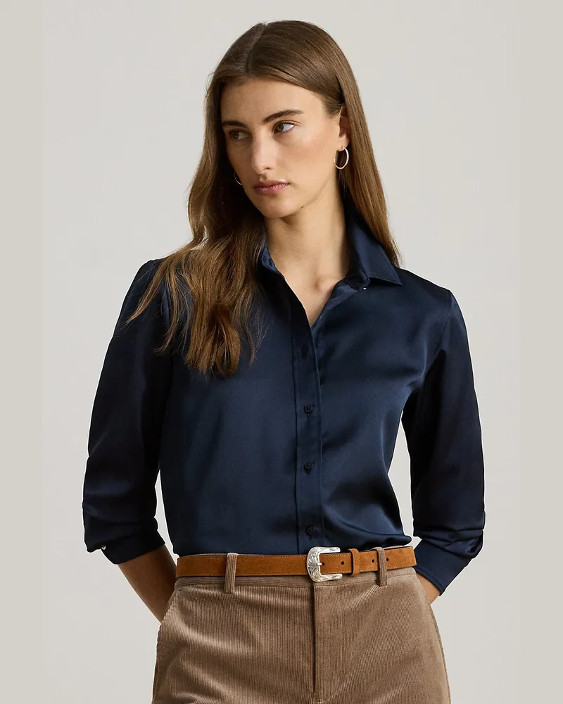 Ralph Lauren Classic-Fit Hemd aus Satin-Charmeuse Blue