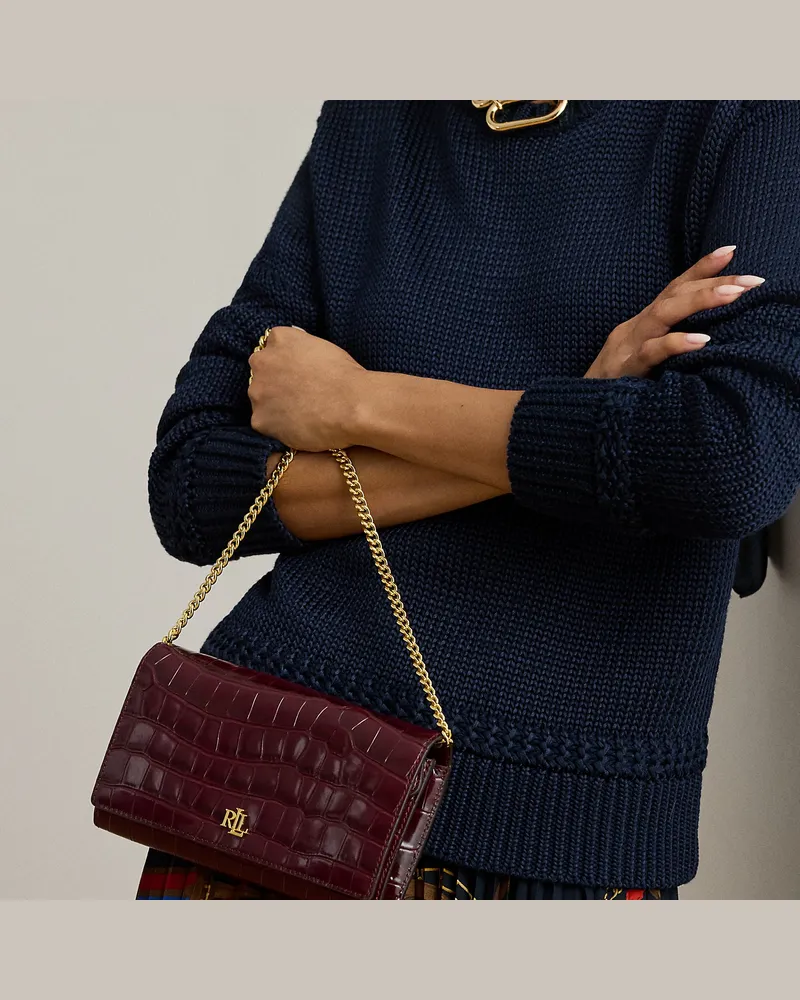 Ralph Lauren Mittelgroße Kroko-Umhängetasche Adair II Red