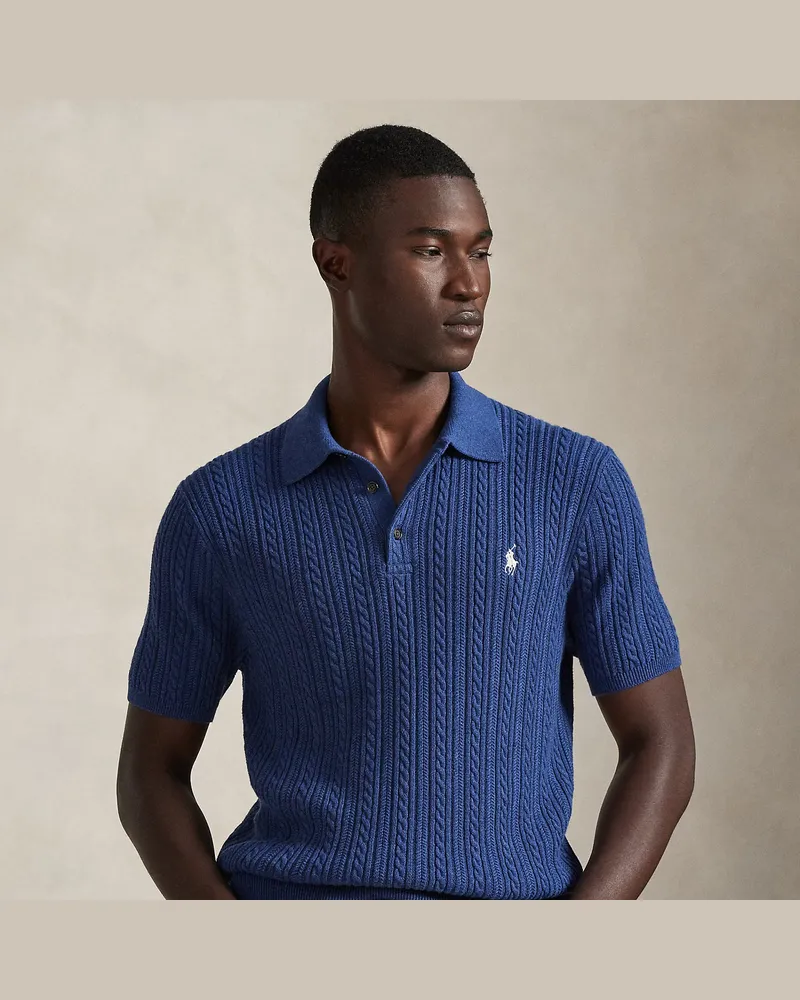 Ralph Lauren Pullover mit Polokragen und Zopfmuster Blue