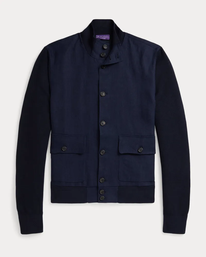 Ralph Lauren Strickjacke mit Leinenbahnen Blue