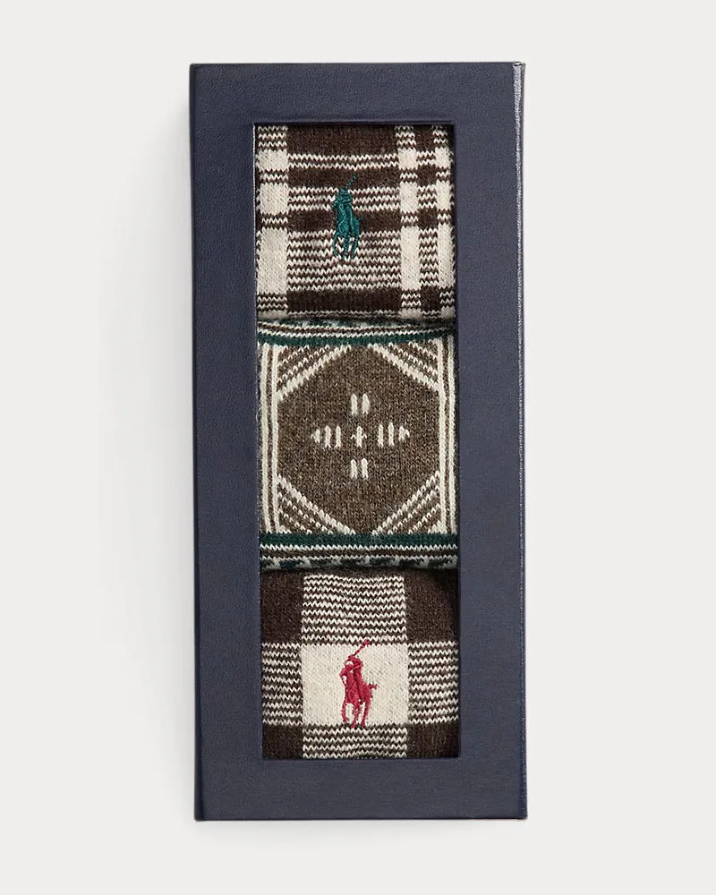 Ralph Lauren Geschenkset mit 3 Paar Socken Brown