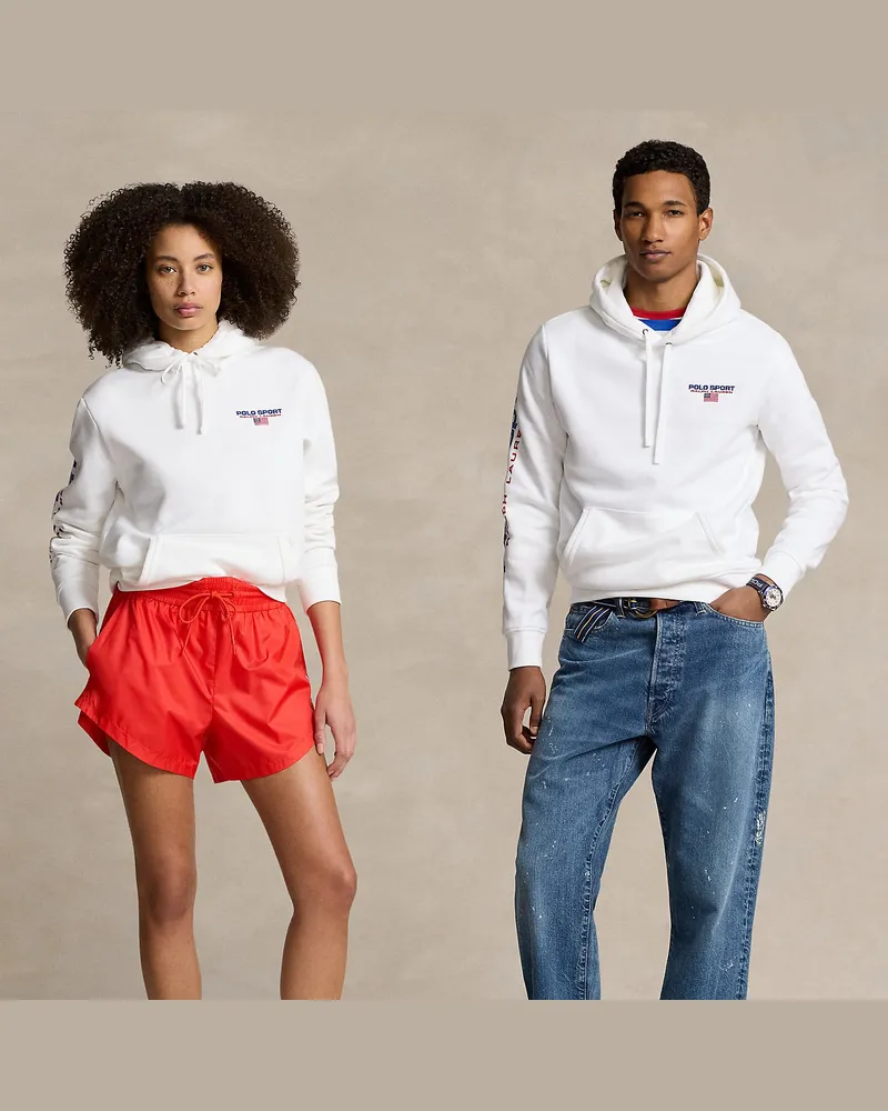 Ralph Lauren Kapuzenshirt Polo Sport aus Fleece White