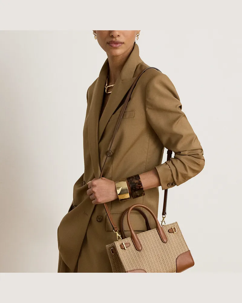 Ralph Lauren Kleine Tragetasche Devyn mit Zopfmuster Brown