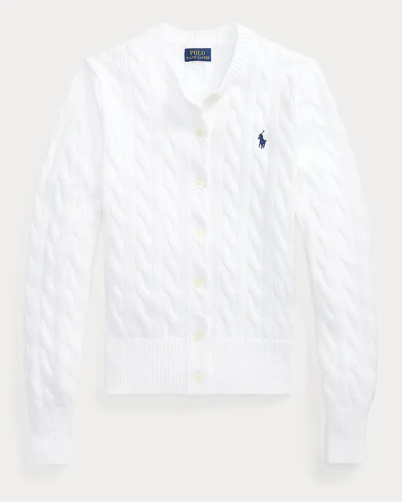 Ralph Lauren Baumwollstrickjacke mit Zopfmuster White