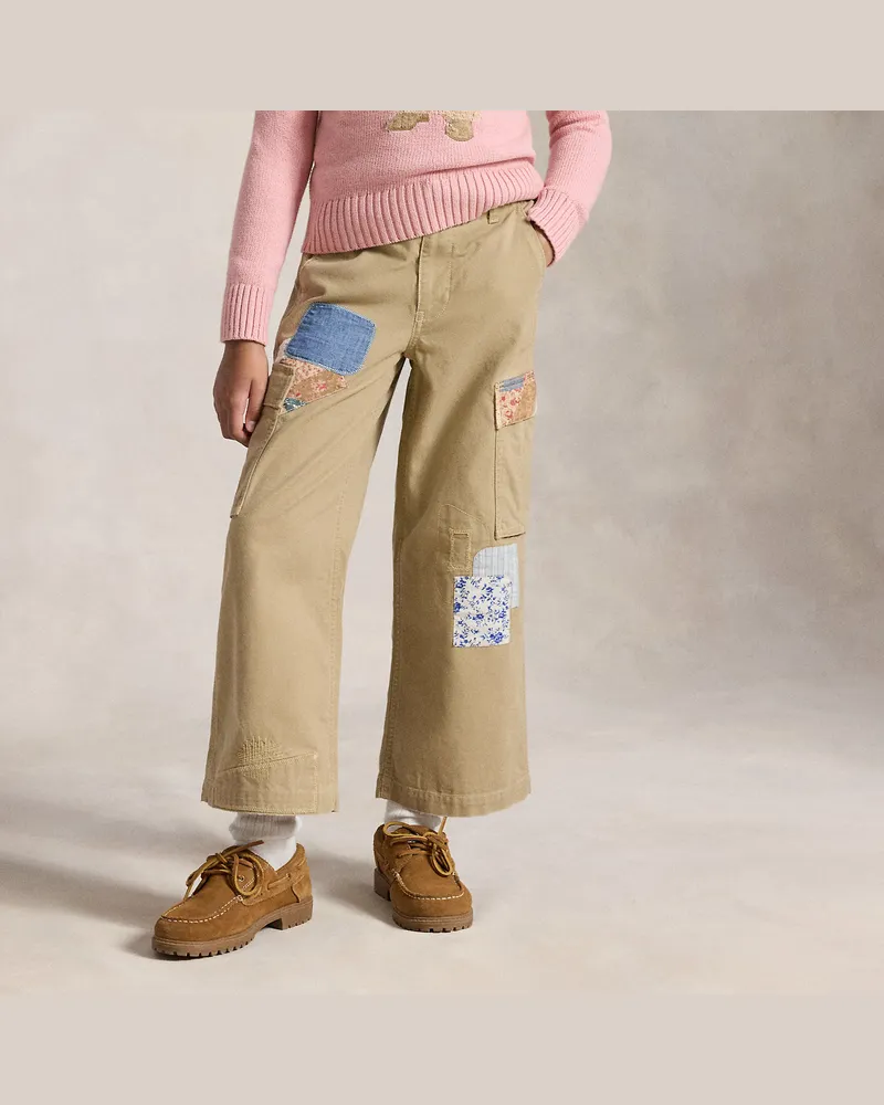 Ralph Lauren Patchwork-Cargohose mit weitem Bein Tan