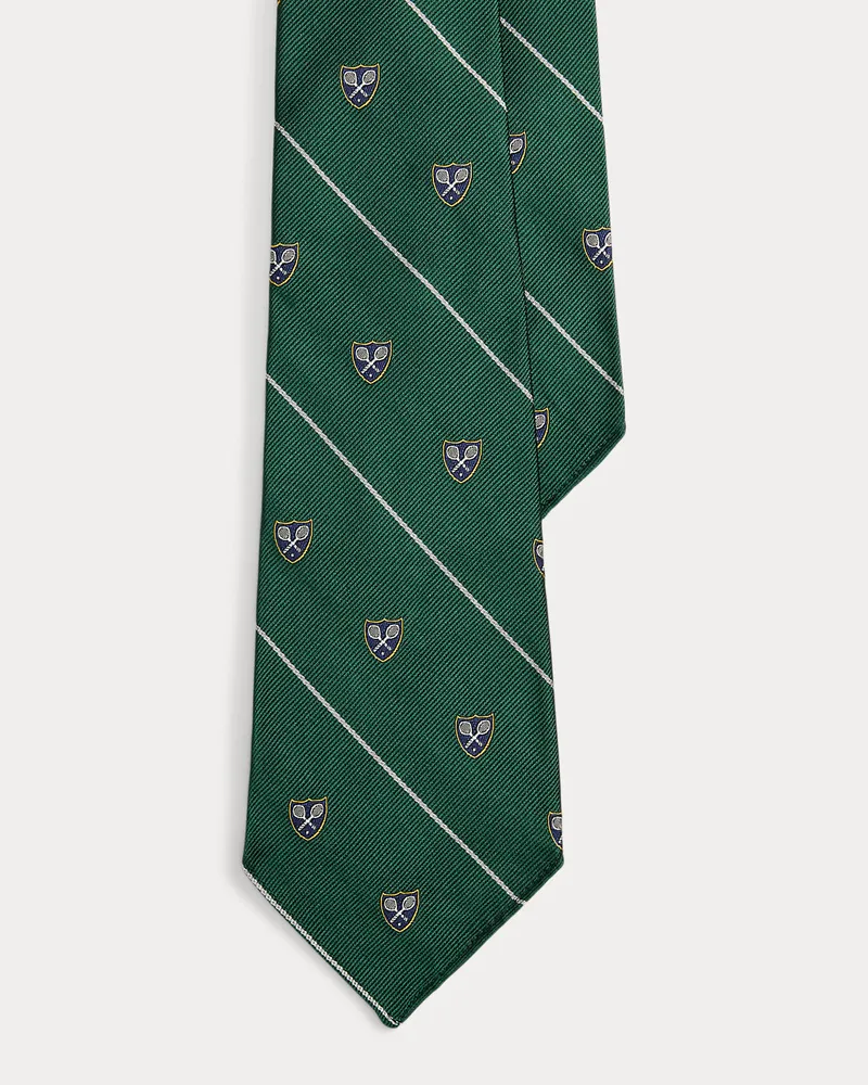 Ralph Lauren Gestreifte Club-Krawatte aus Seide Green