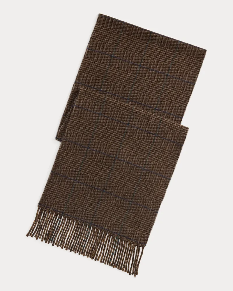 Ralph Lauren Kaschmir-Woll-Schal mit Glencheck-Muster Brown