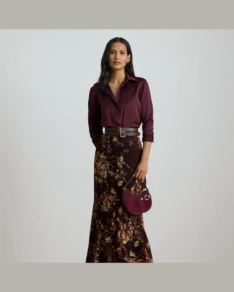 Ralph Lauren Geblümter Maxi-Stufenrock aus Samt Multi